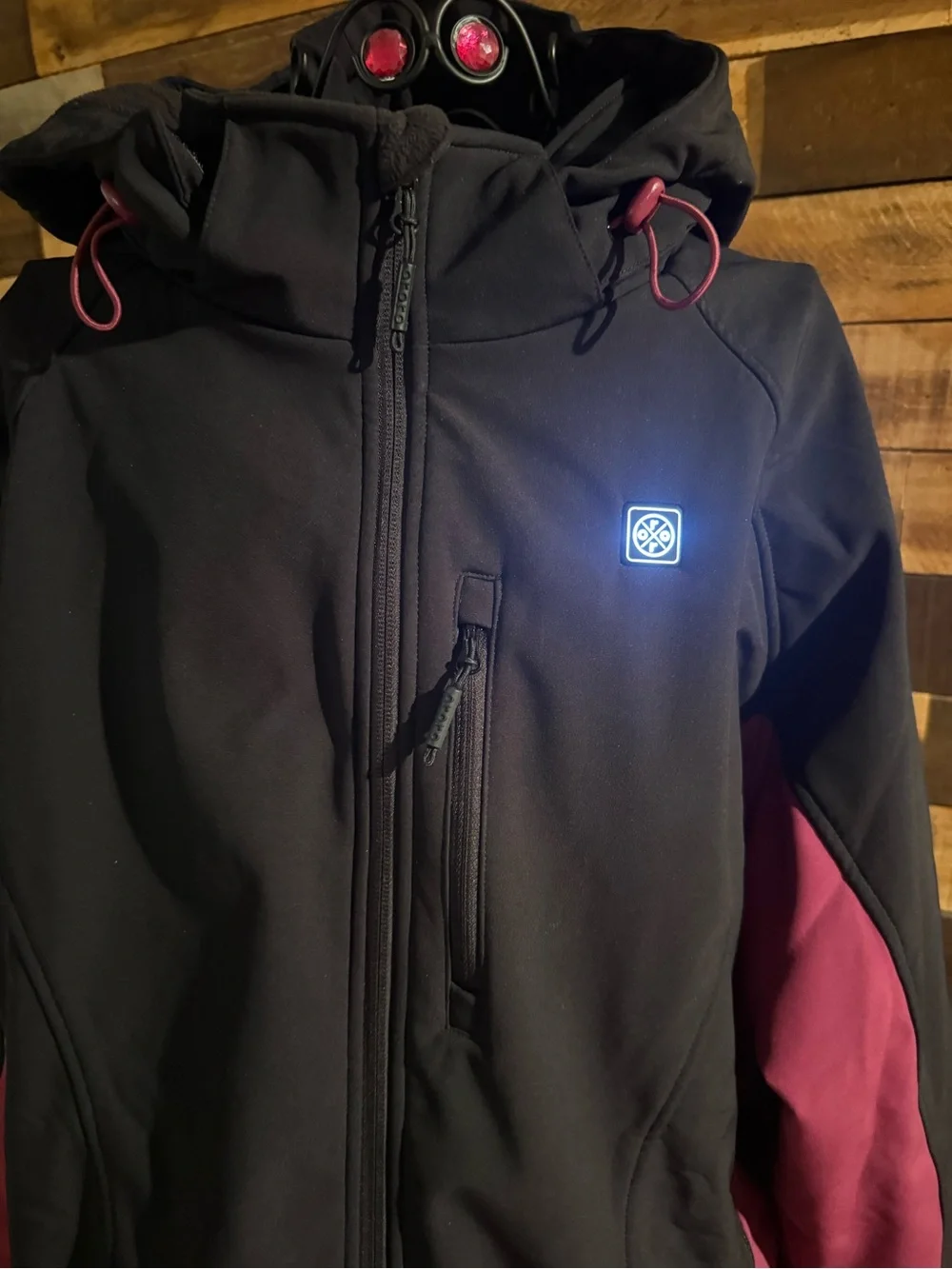Ororo Womes classic heated jacket softshell black/purple Sz XXL detachable hood